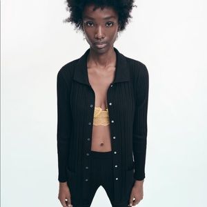 Zara Ribbed Sweater Cardigan